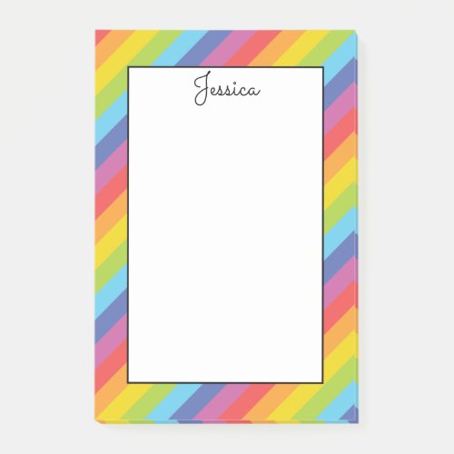 Personalized Rainbow Striped Post_it Notes