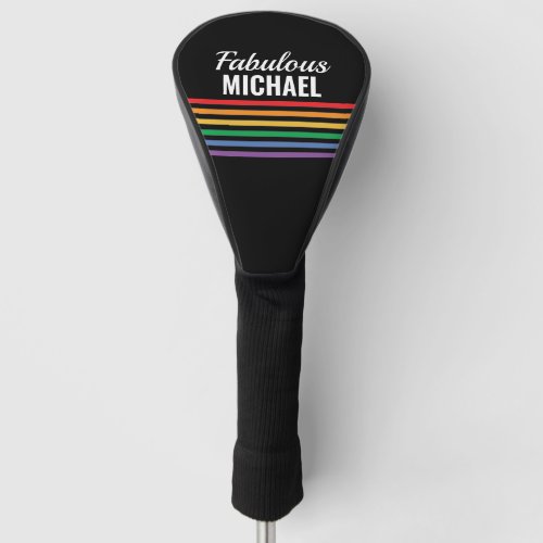 Personalized Rainbow Stripes Black LGBT Custom Golf Head Cover