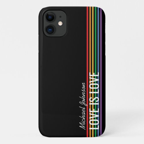 Personalized Rainbow Stripes Gay Pride Customized iPhone 11 Case