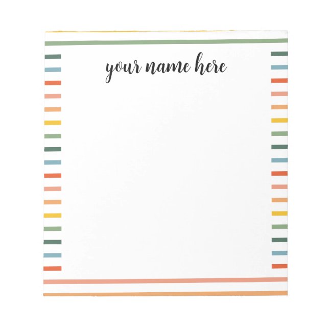 Personalized Rainbow Stripes Notepad (Front)