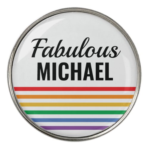Personalized Rainbow Stripes White LGBT Custom Golf Ball Marker