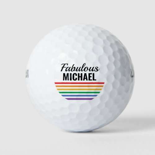 Personalized Rainbow Stripes White LGBT Custom Golf Balls