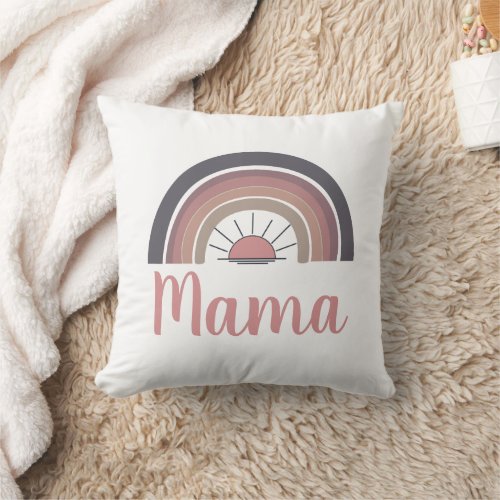 Personalized rainbow sun Mama Throw Pillow