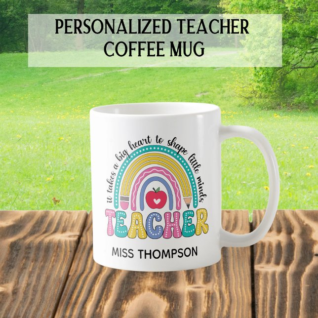 Personalized Rainbow Teacher Coffee Mug (Creator Uploaded)