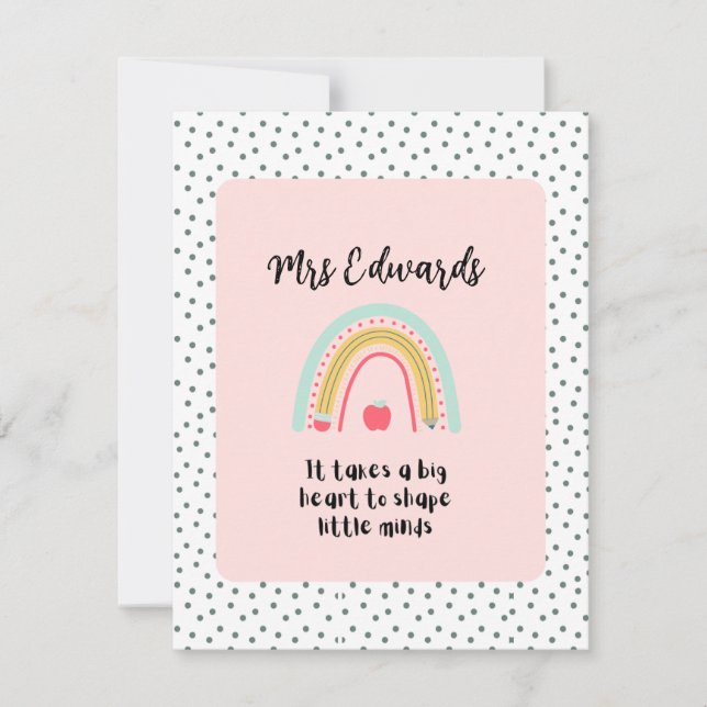 Personalized Rainbow Teacher Thank You Card (Front)