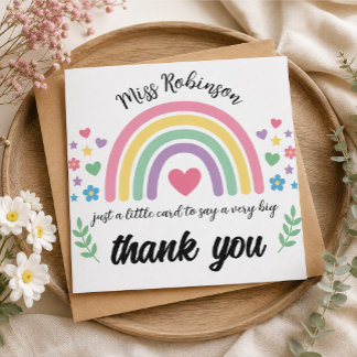 Personalized Rainbow Teacher Thank You Note Card