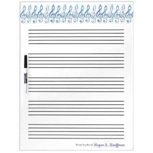 Personalized Rainbow Treble Music Staff System Dry Erase Board