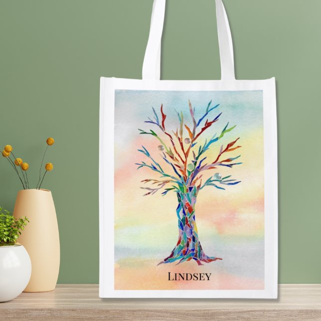 Personalized Rainbow Tree Grocery Bag (Creator Uploaded)