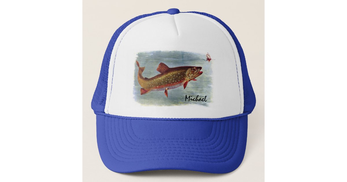Personalized Rainbow Trout Chasing a Fly Lure Trucker Hat