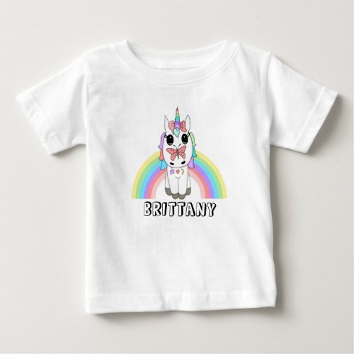 Personalized Rainbow Unicorn and Butterfly Baby T_Shirt