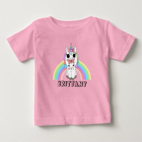 Personalized Rainbow Unicorn and Butterfly  Baby T_Shirt