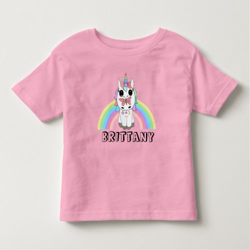 Personalized Rainbow Unicorn and Butterfly Toddler T_shirt
