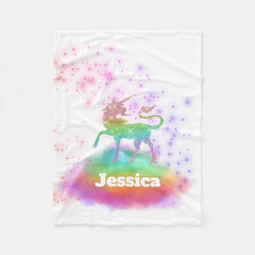 Personalized Rainbow Unicorn Baby Blanket