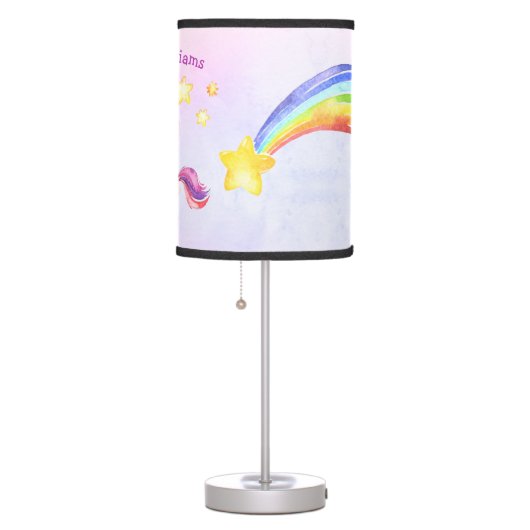 Personalized Rainbow Unicorn Baby Girl Nursery Table Lamp (Right)