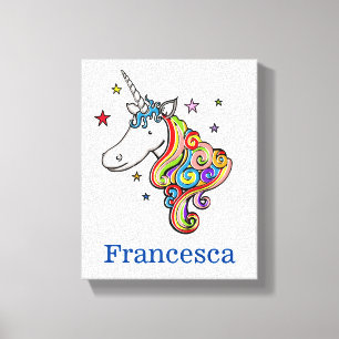 Personalized Rainbow Unicorn Canvas Print