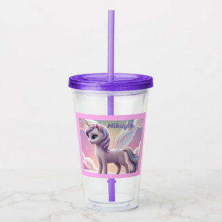 Personalized Rainbow Unicorn Cat Acrylic Tumbler