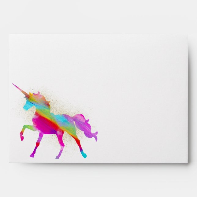 Personalized Rainbow Unicorn Custom Lined Envelope (Front)