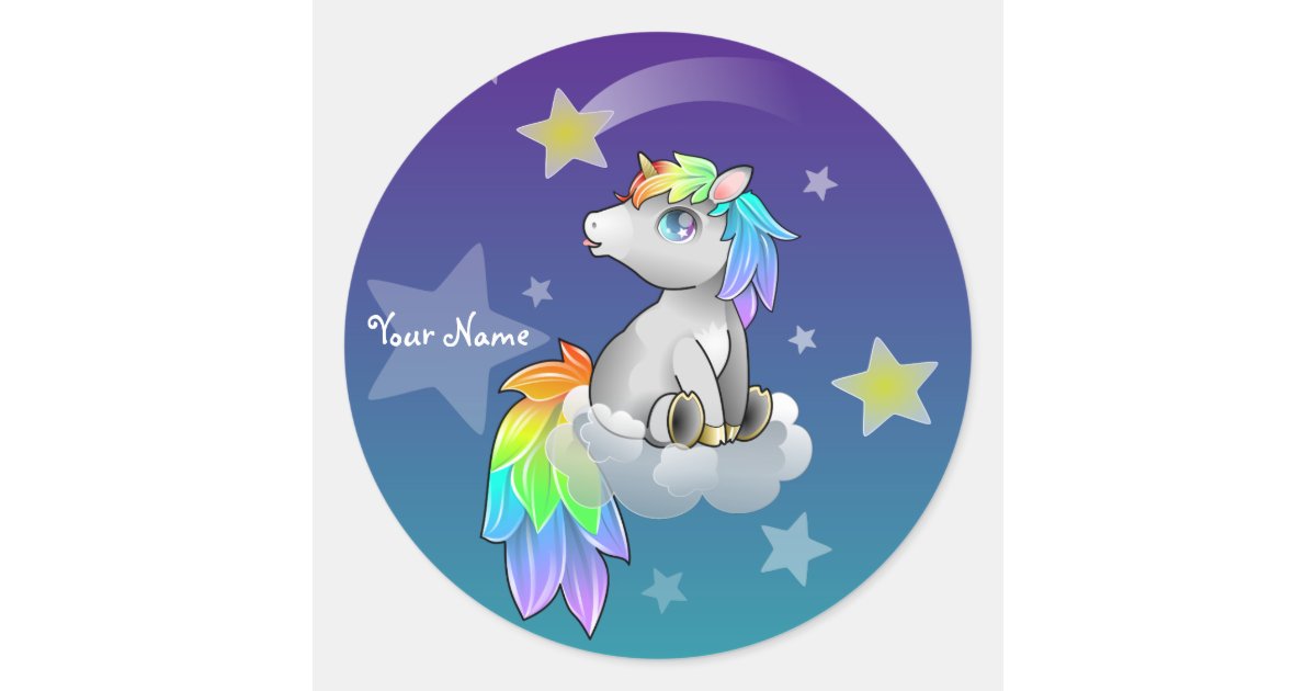 personalized rainbow unicorn customizable sticker zazzlecom