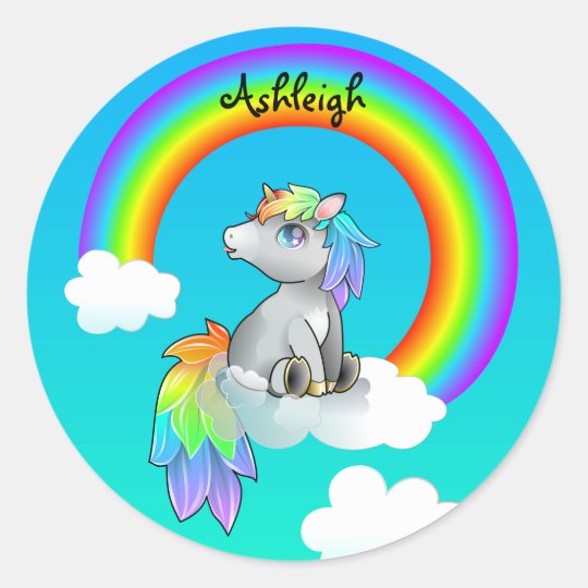 personalized rainbow unicorn customizable sticker zazzlecom