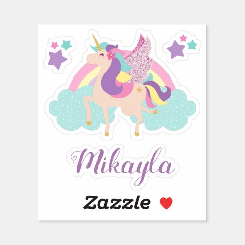 Personalized Rainbow Unicorn Cute Colorful Sticker