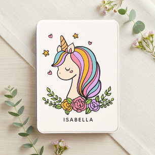 Personalized Rainbow Unicorn Floral Reader Gift Kindle Cover