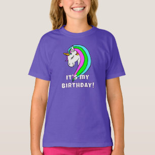 Personalized Rainbow Unicorn Girl's T-Shirt