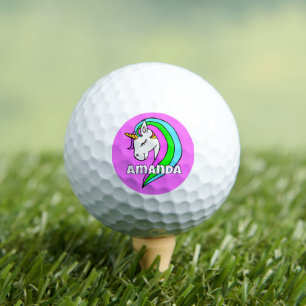 Personalized Rainbow Unicorn Golf Balls