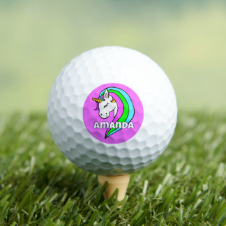 Personalized Rainbow Unicorn Golf Balls