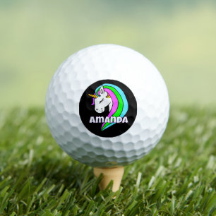Personalized Rainbow Unicorn Golf Balls