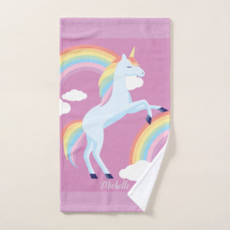 Personalized Rainbow Unicorn Hand Towel
