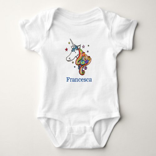 Personalized Rainbow Unicorn Heart  Baby Bodysuit