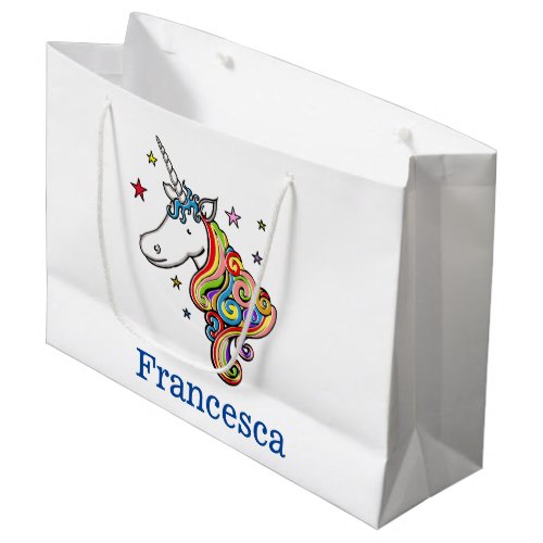 Personalized Rainbow Unicorn Heart Large Gift Bag