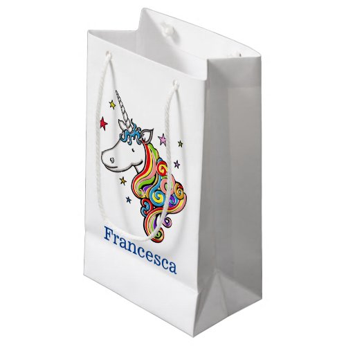Personalized Rainbow Unicorn Heart Small Gift Bag