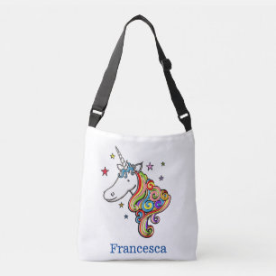 Personalized Rainbow Unicorn Heart Tote Bag