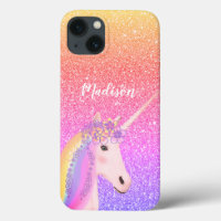 Personalized Rainbow Unicorn Pink Glitter 