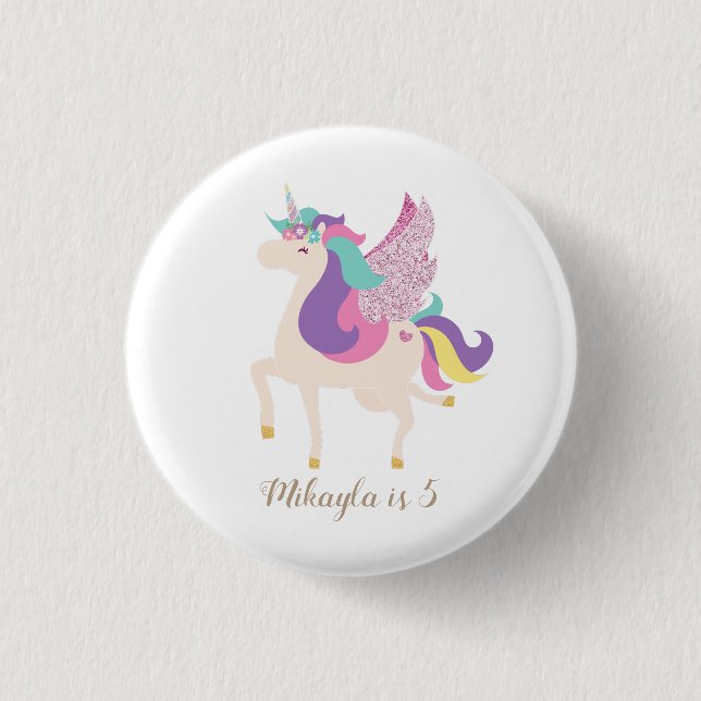 Personalized Rainbow Unicorn Simple Cute Button (Front)