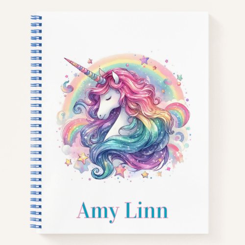 Personalized Rainbow Unicorn Sketch Notebook
