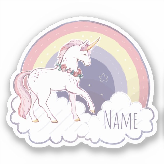 Personalized Rainbow Unicorn Sticker (Front)