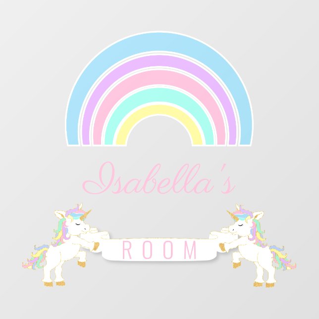 Personalized - Rainbow Unicorn  Wall Decal (Front)