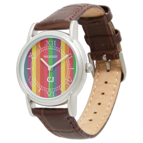 Personalized Rainbow Vertical Stripes Dial Watch