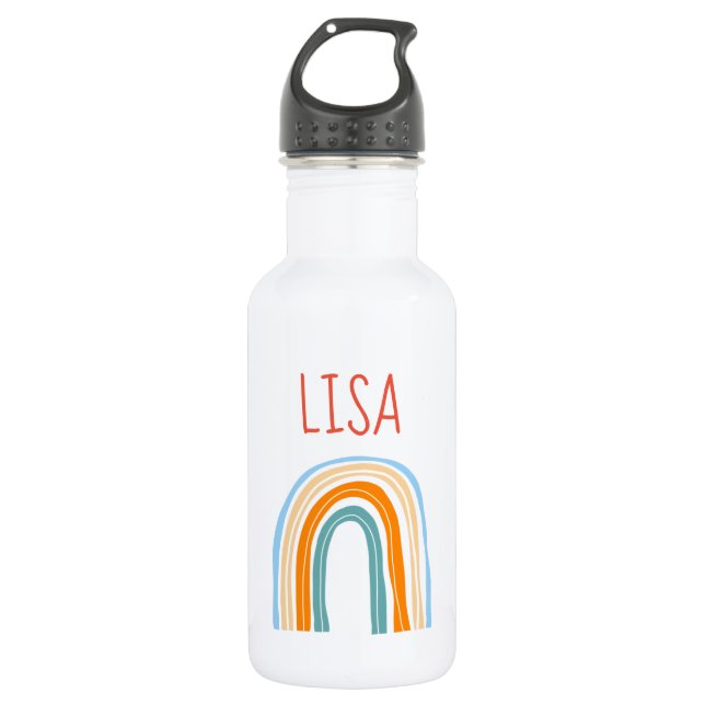 Personalized rainbow water bottle gift for kids (Front)