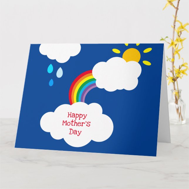 Personalized Rainbow Weather Mother's Day Card (Yellow Flower)