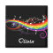 Personalized Rainbow White Music Notes on Black