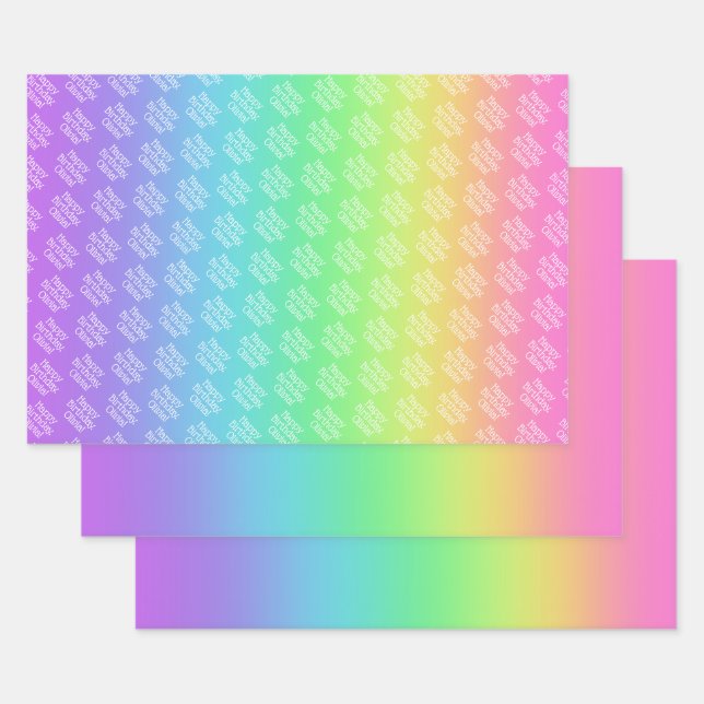 Personalized Rainbow Wrapping Paper Sheets (Set)