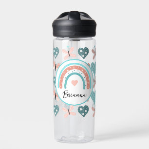 Personalized Rainbows, Butterflies and Hearts Water Bottle