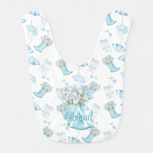 Personalized Rainy Day Boots  Blooms Baby Bib
