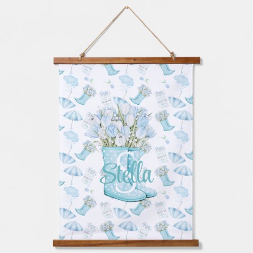 Personalized Rainy Day Boots  Blooms Hanging Tapestry