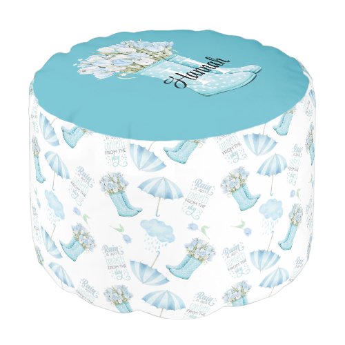 Personalized Rainy Day Boots  Blooms Pouf
