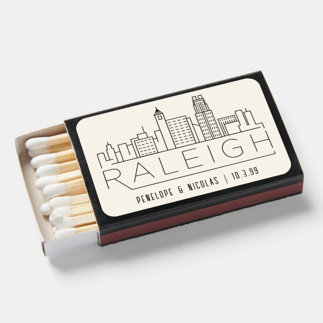 Personalized Raleigh Wedding Favor Matchboxes (Front Open)