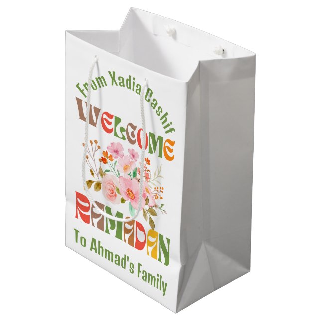 Personalized Ramadan  Kareem Ramadan Mubarak Medium Gift Bag (Front Angled)